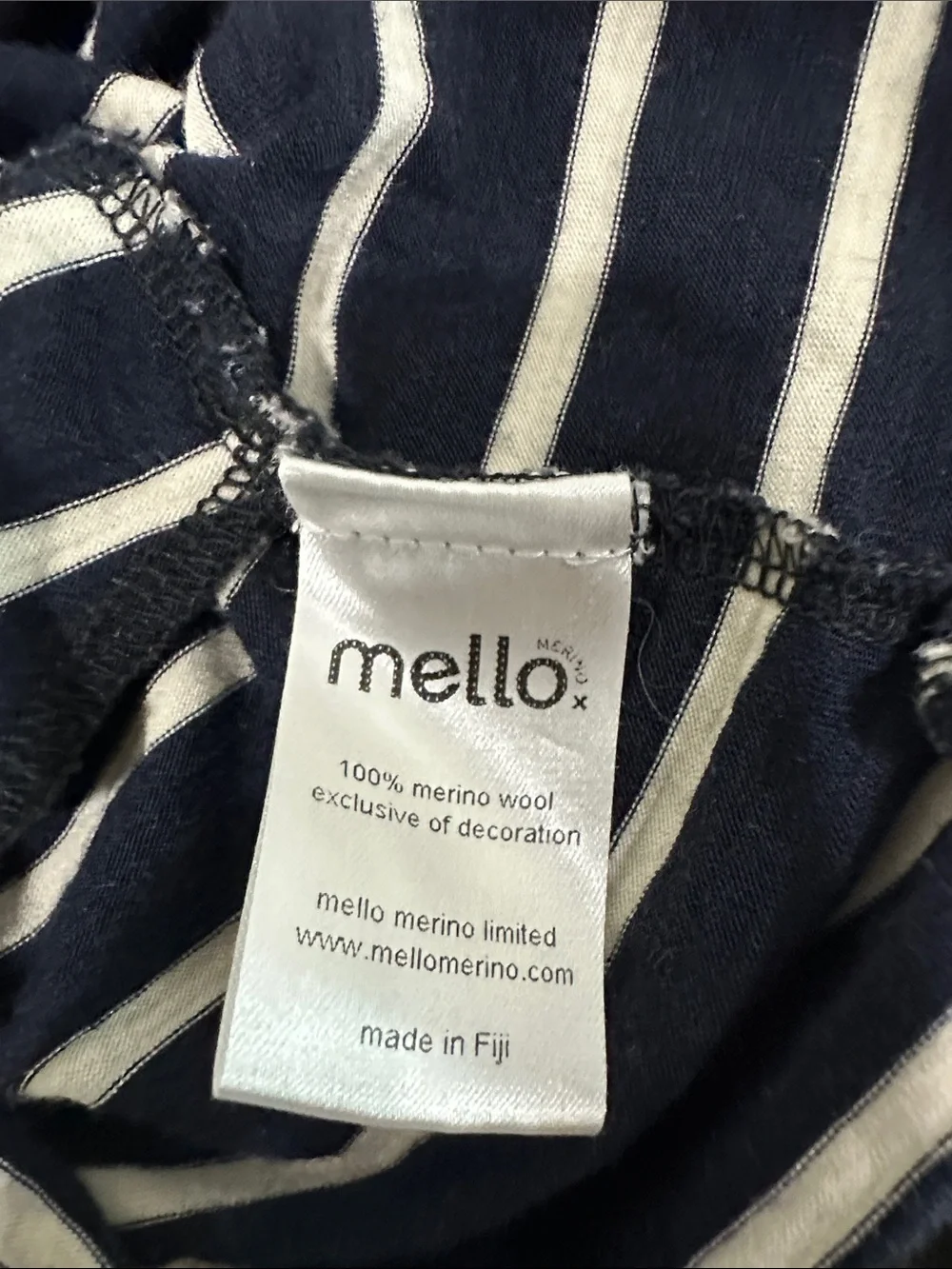 NWOT Mello Merino 100% Wool Striped Dress Size 4Y Navy Cream